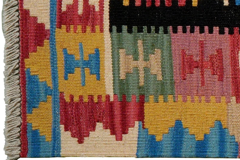 Kelim Gashgai · Handgewebt – Schwarz, 123x84 cm