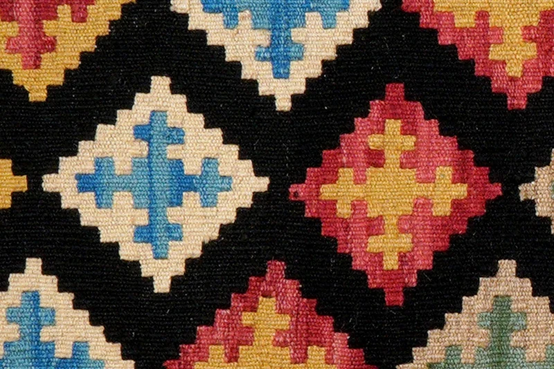 Kelim Gashgai · Handgewebt – Schwarz, 123x84 cm