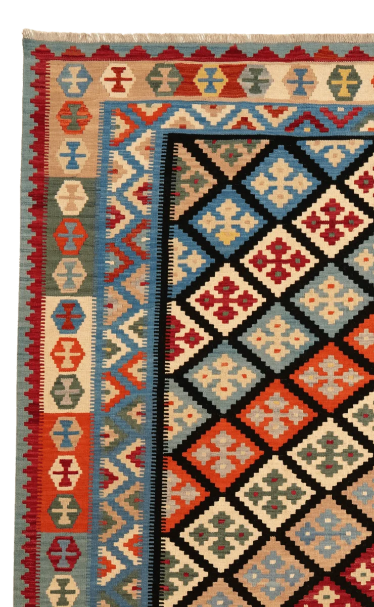 Kelim Gashgai · Handgewebt – Schwarz, 346x269 cm