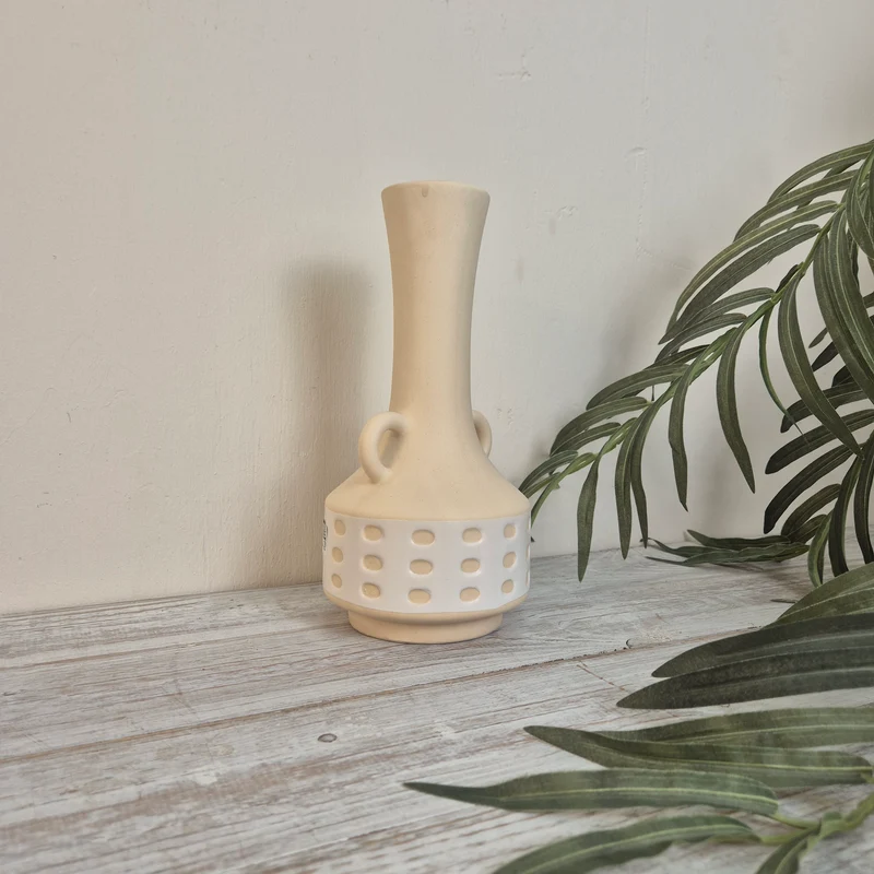 Boltze Home Cimera Vase Creme/Weiß Keramik Mit Griffen Deko