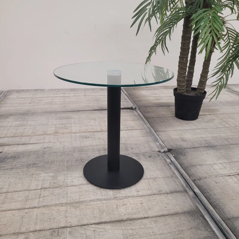 Beistelltisch Rund Glas Tisch Schwarz 50cm Modern Gebraucht