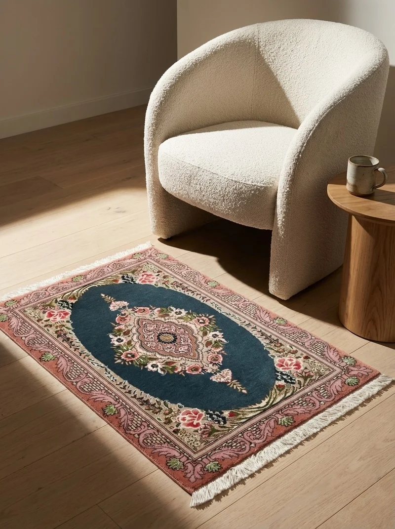 Tabriz 50 Raj · Handgeknüpft – Blau, 89x62 cm