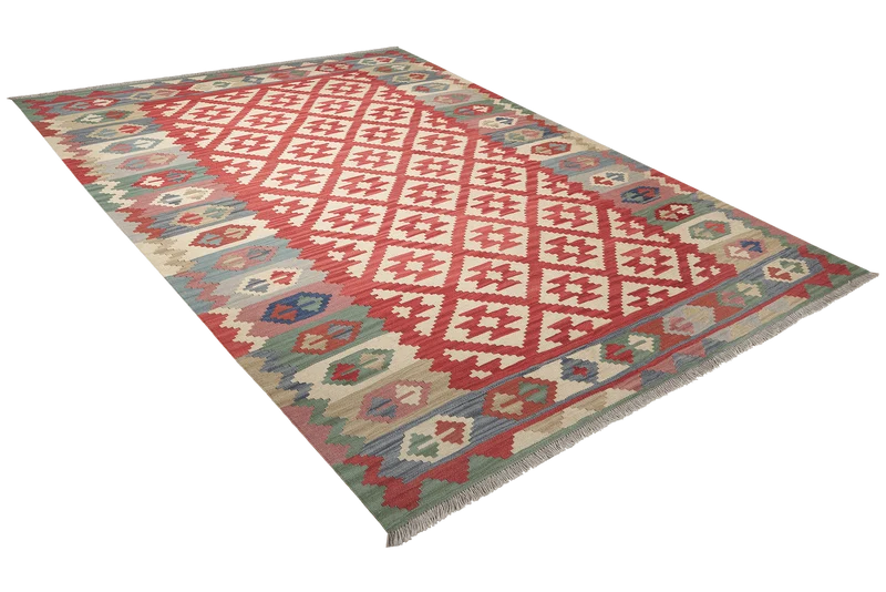 Kelim Gashgai · Handgewebt – Rot, 256x177 cm