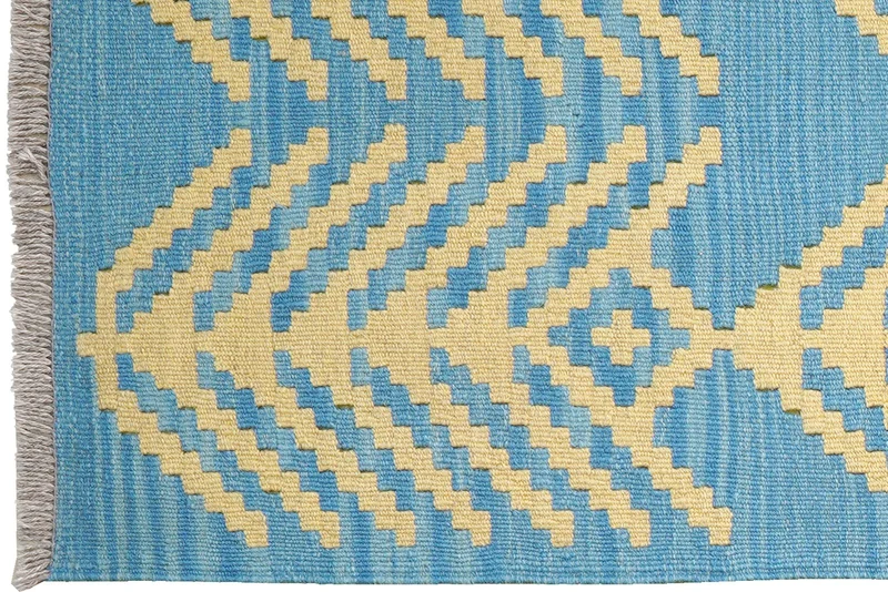 Kelim Gashgai · Handgewebt – Blau, 206x63 cm