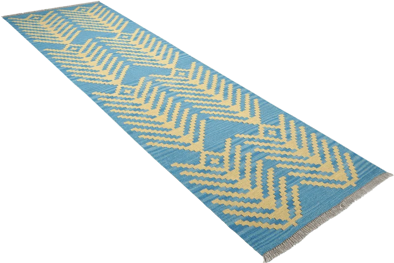 Kelim Gashgai · Handgewebt – Blau, 206x63 cm