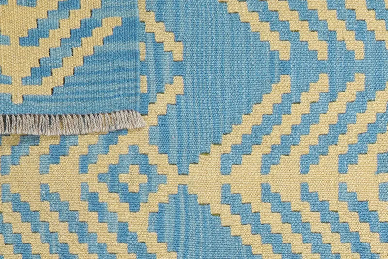 Kelim Gashgai · Handgewebt – Blau, 206x63 cm