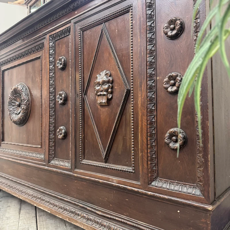 Antikes Buffet Eiche Massiv Historisch Reich verziert Sideboard Gebraucht