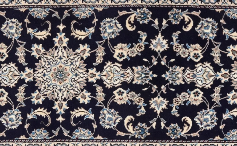 Nain 12La · Handgeknüpft – Blau, 292x78 cm