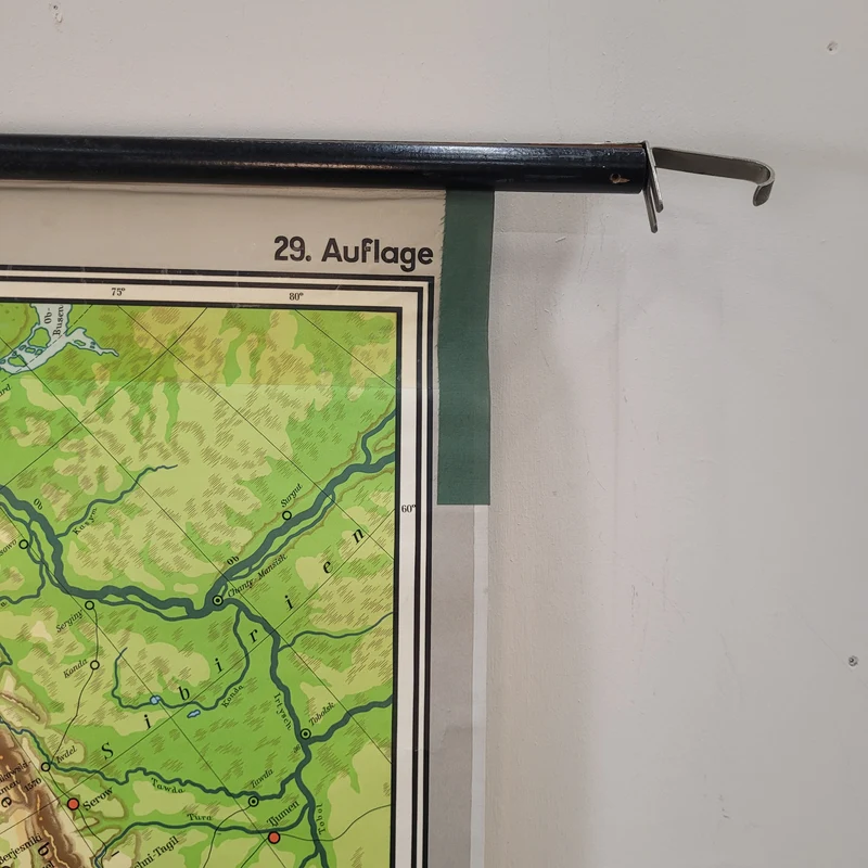 Vintage Schulwandkarte Europa Bodenverhältnisse – Lehrtafel Rollbild Wanddeko