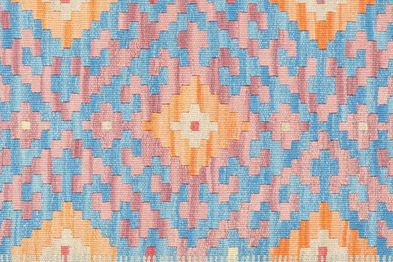 Kelim Gashgai · Handgewebt – Blau, 283x81 cm