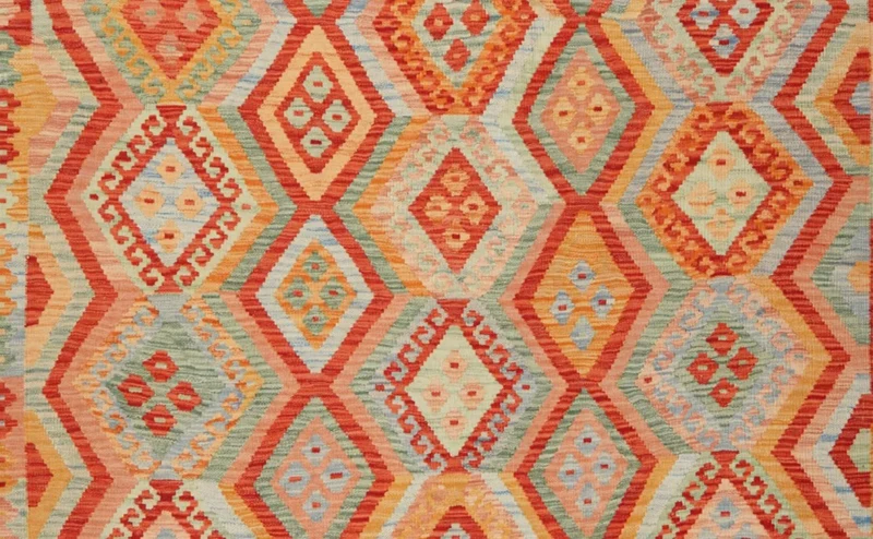 Kelim · Handgewebt – Orange, 299x206 cm