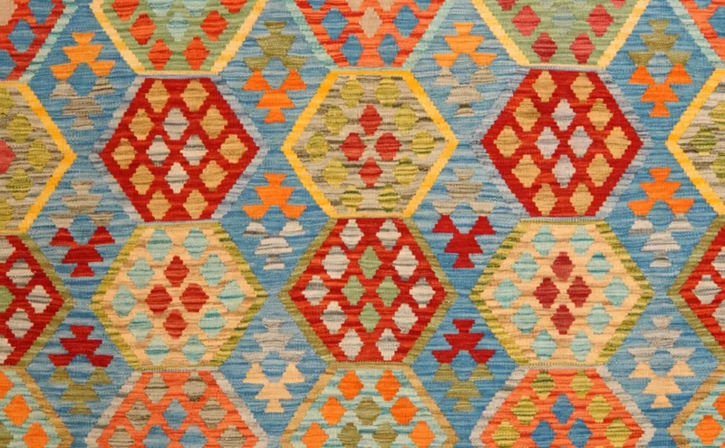 Kelim · Handgewebt – Blau, 310x207 cm