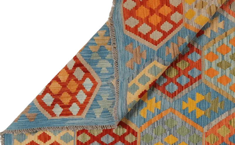 Kelim · Handgewebt – Blau, 310x207 cm