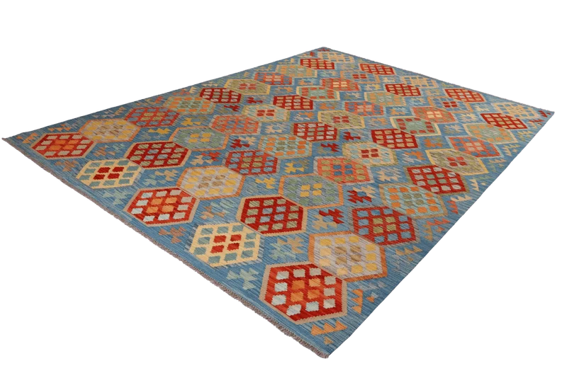 Kelim · Handgewebt – Blau, 310x207 cm