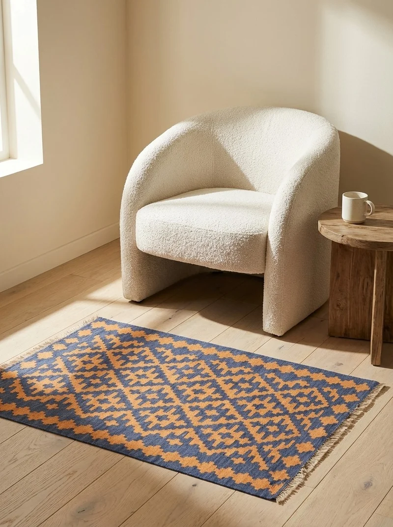 Kelim Gashgai · Handgewebt – Blau, 122x82 cm