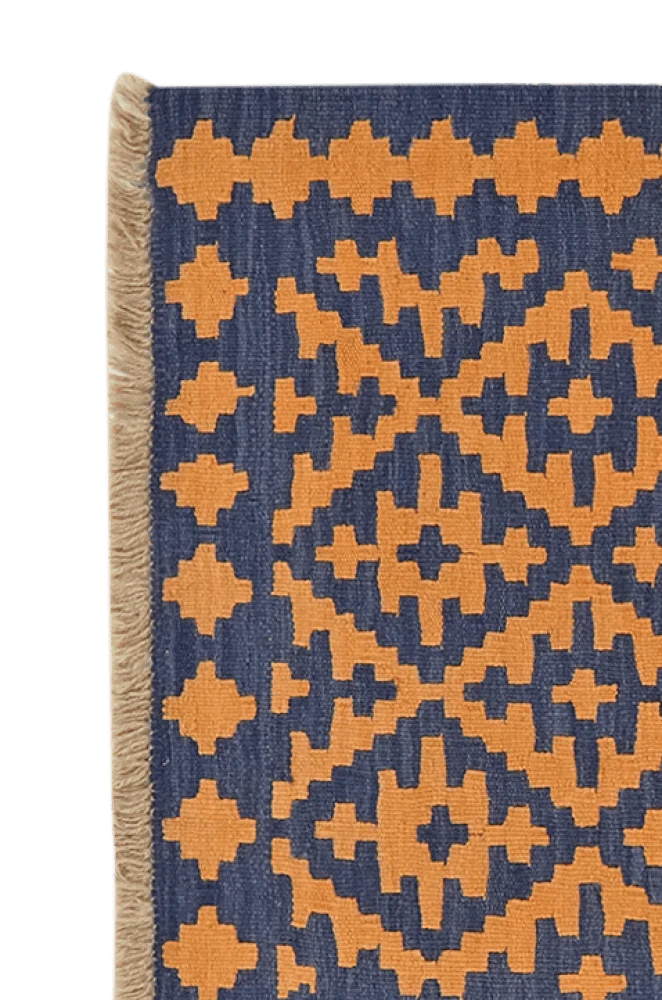 Kelim Gashgai · Handgewebt – Blau, 122x82 cm