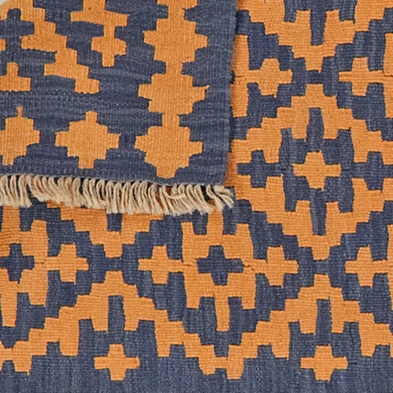 Kelim Gashgai · Handgewebt – Blau, 122x82 cm
