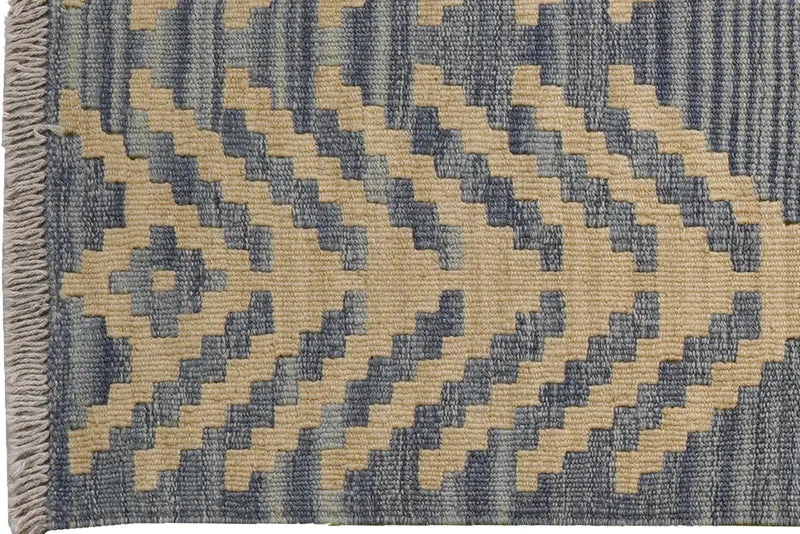 Kelim Gashgai · Handgewebt – Grau, 209x61 cm