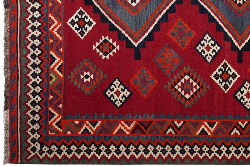 Kelim Gashgai Old · Handgewebt – Rot, 264x190 cm