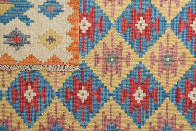 Kelim Gashgai · Handgewebt – Blau, 246x171 cm