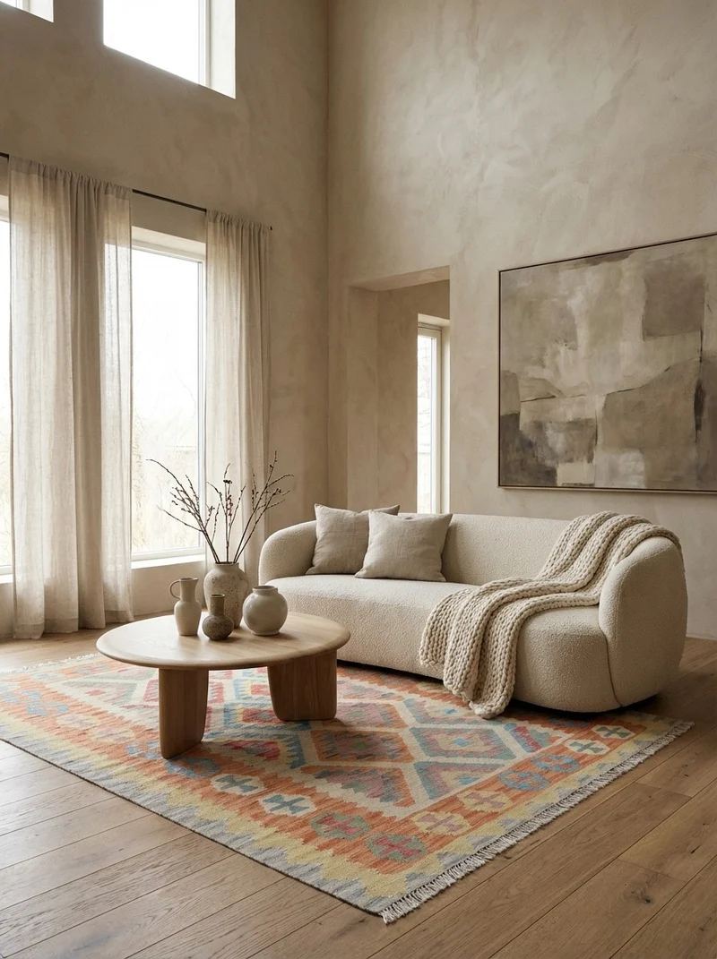 Kelim Gashgai · Handgewebt – Beige, 182x126 cm