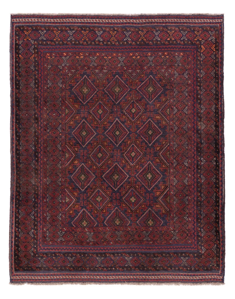 Kelim Afghan Teppich 159x195cm - dunkelrot