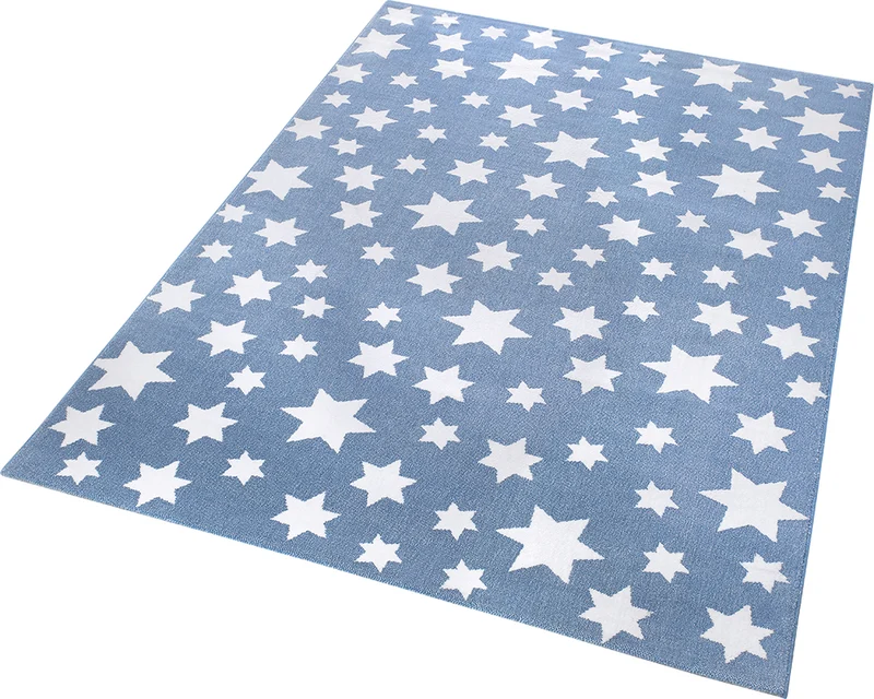 WECONhome Teppich 200x290 Blau Sterne
