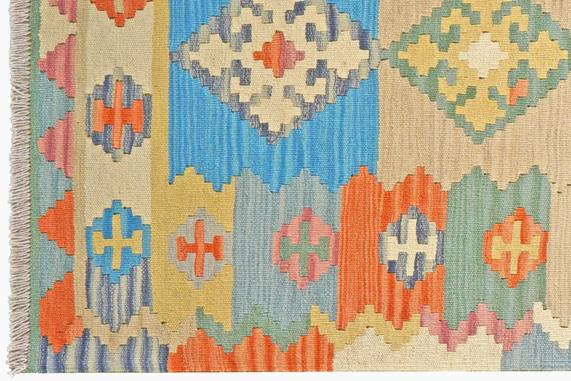 Kelim Gashgai · Handgewebt – Bunt, 299x100 cm