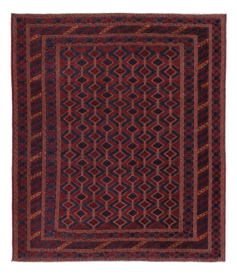 Kelim Afghan Teppich 160x189cm - dunkelrot