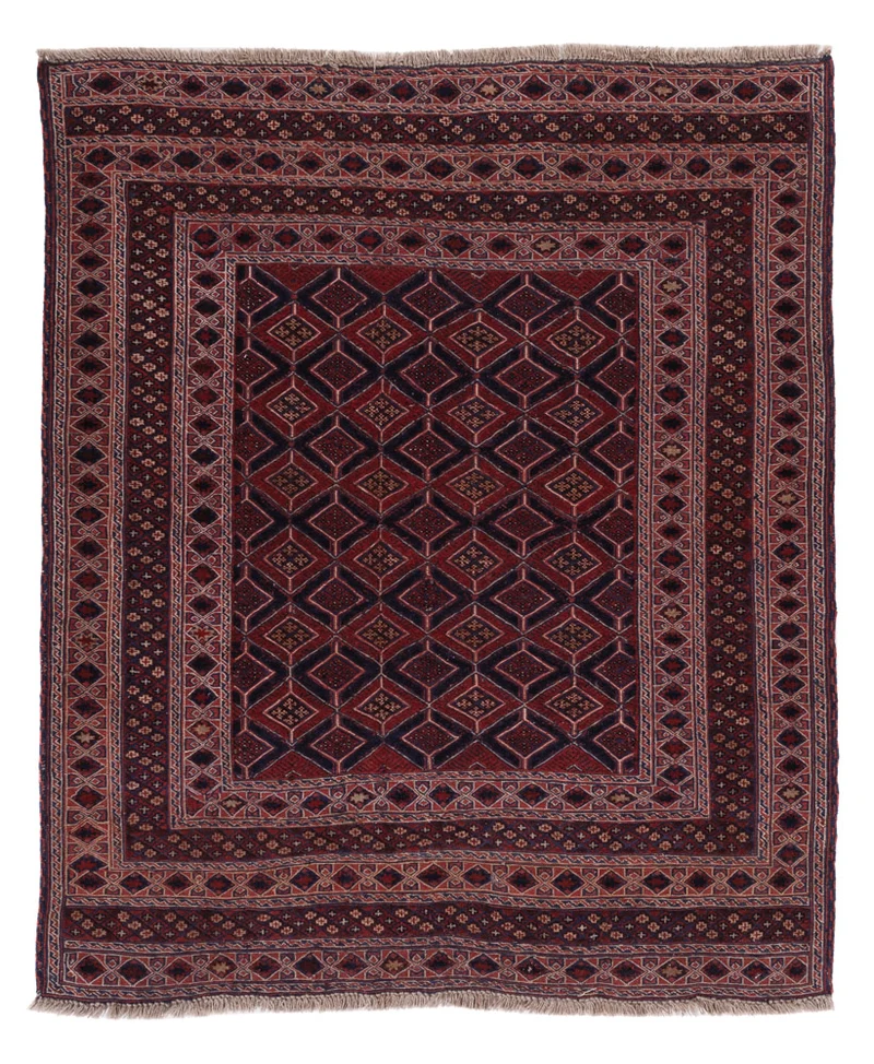 Kelim Afghan Teppich 161x187cm - dunkelrot