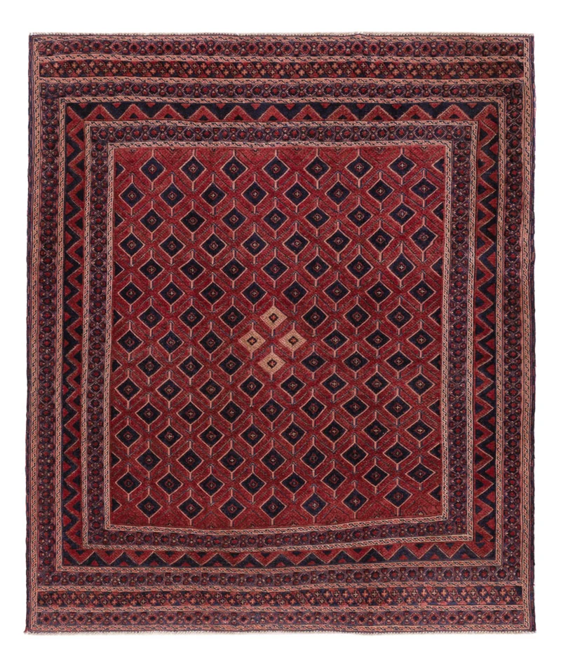 Kelim Afghan Teppich 158x184cm - dunkelrot