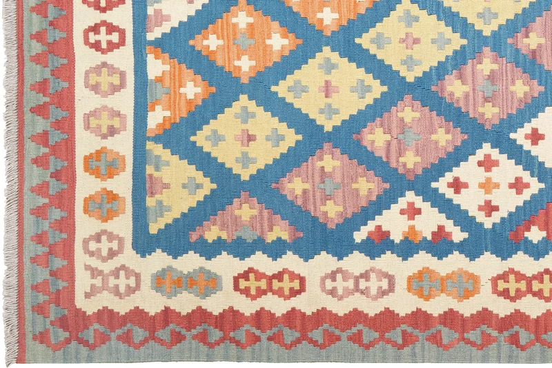 Kelim Gashgai · Handgewebt – Blau, 241x172 cm