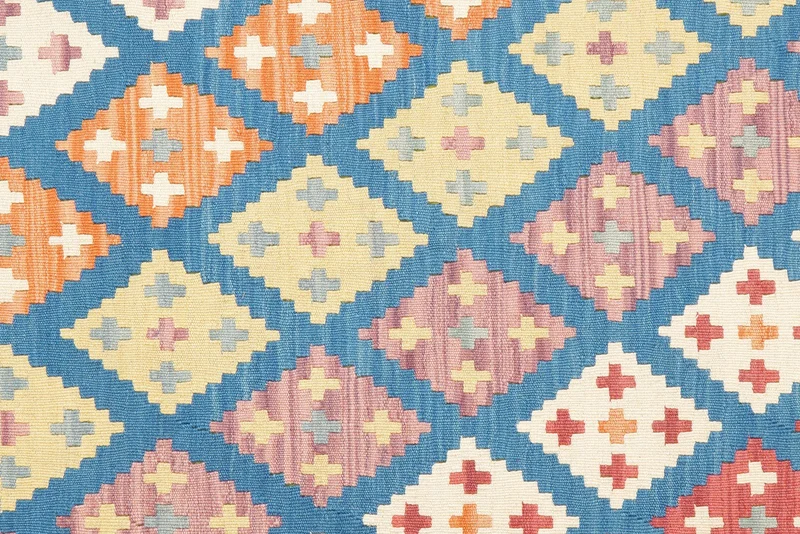 Kelim Gashgai · Handgewebt – Blau, 241x172 cm
