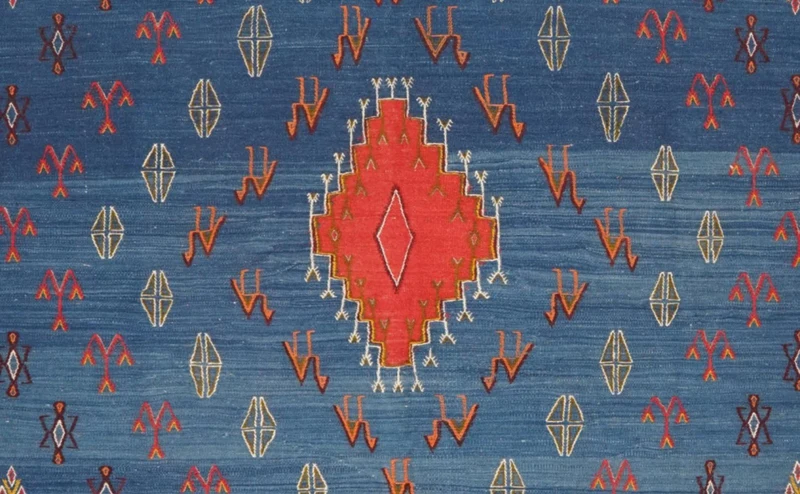 Kelim · Handgewebt – Blau, 260x149 cm