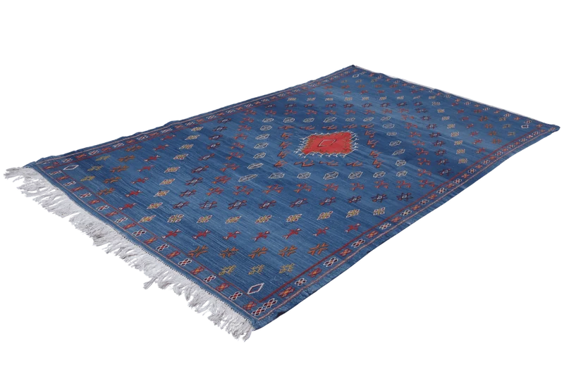 Kelim · Handgewebt – Blau, 260x149 cm