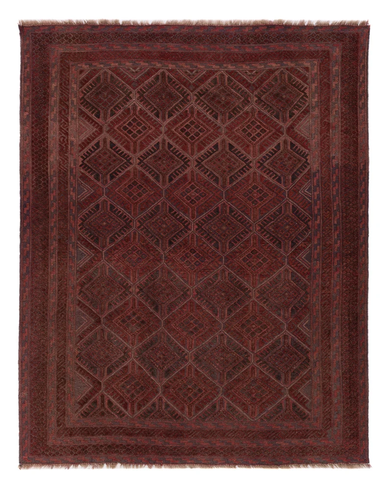 Kelim Afghan Teppich 150x187cm - dunkelrot