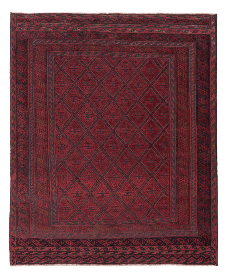 Kelim Afghan Teppich 153x185cm - dunkelrot