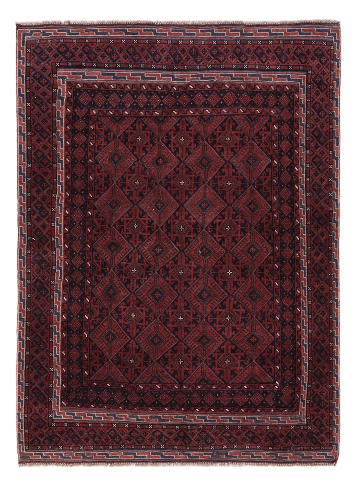 Kelim Afghan Teppich 137x184cm - dunkelrot