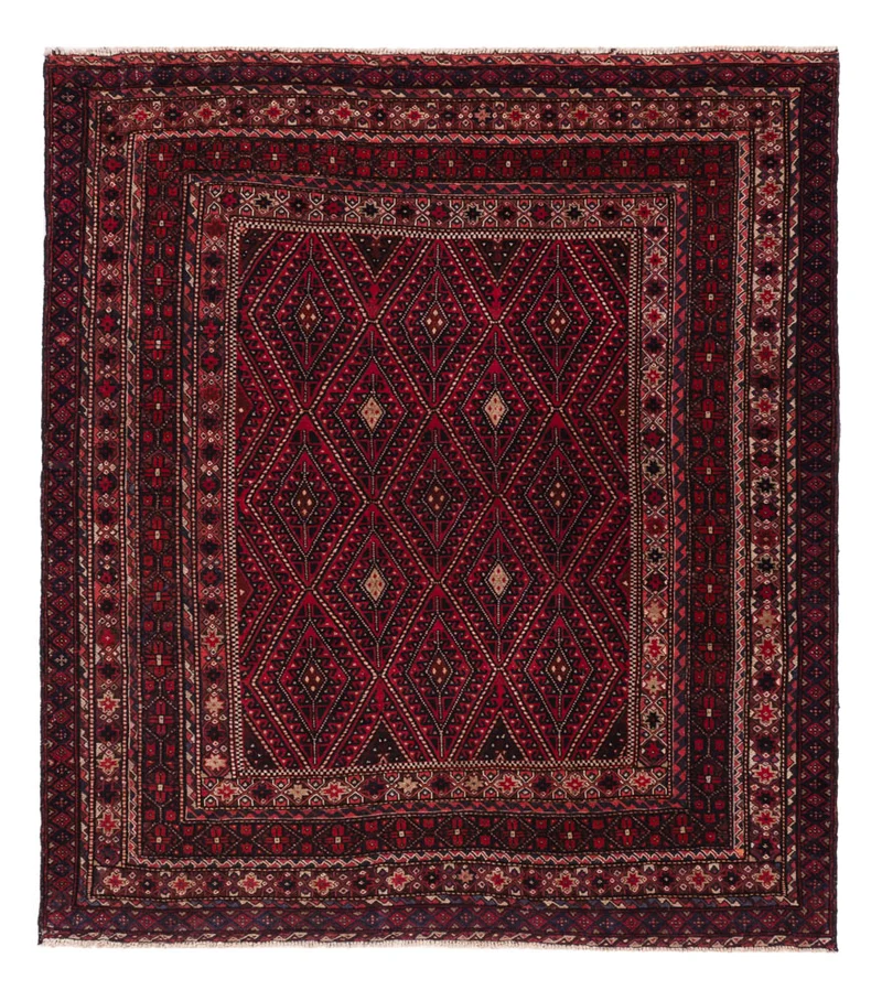 Kelim Afghan Teppich 149x174cm - dunkelrot