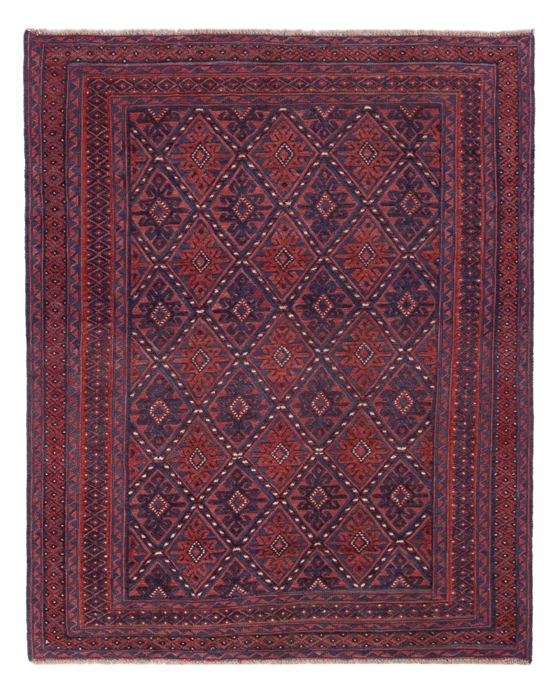 Kelim Afghan Teppich 145x191cm - dunkelrot