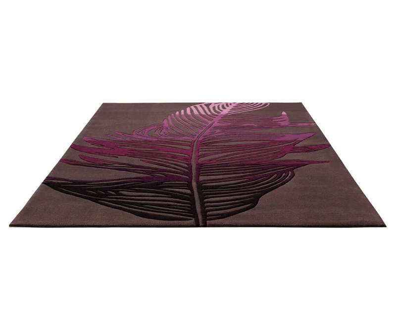 Esprit Teppich 200x200 Braun Feder Pink Lila