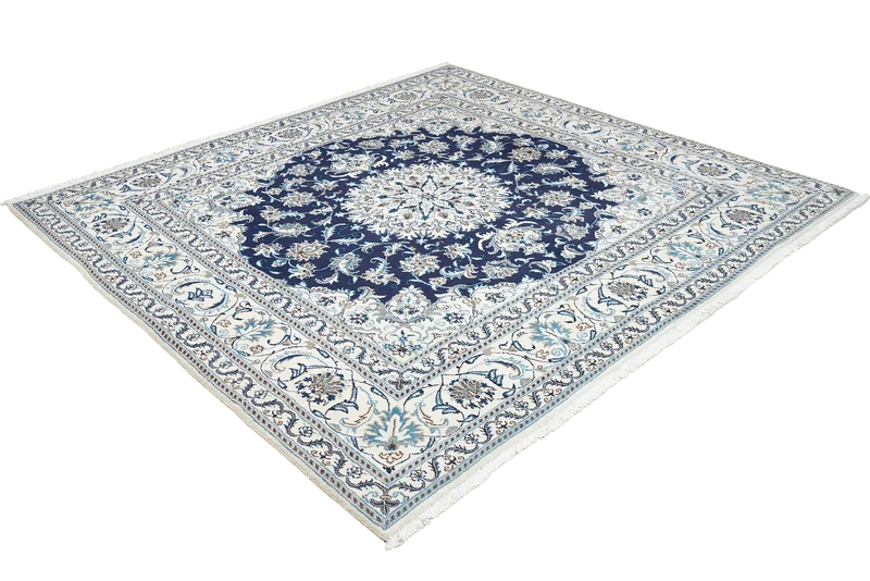 Nain 12La · Handgeknüpft – Blau, 194x198 cm