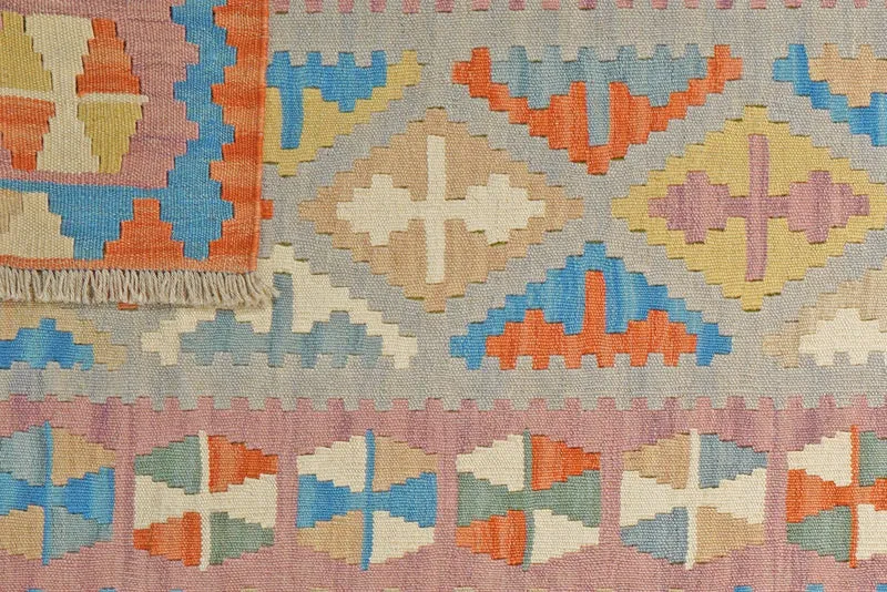 Kelim Gashgai · Handgewebt – Grau, 297x86 cm