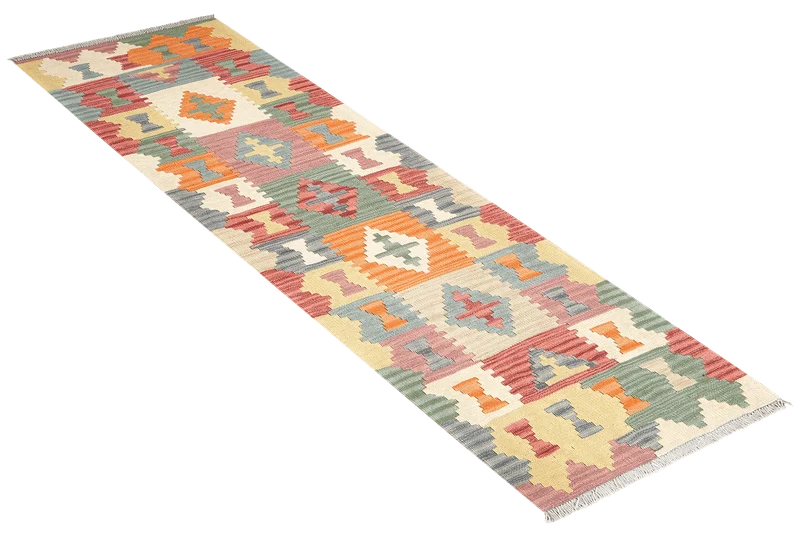 Kelim Gashgai · Handgewebt – Bunt, 203x62 cm