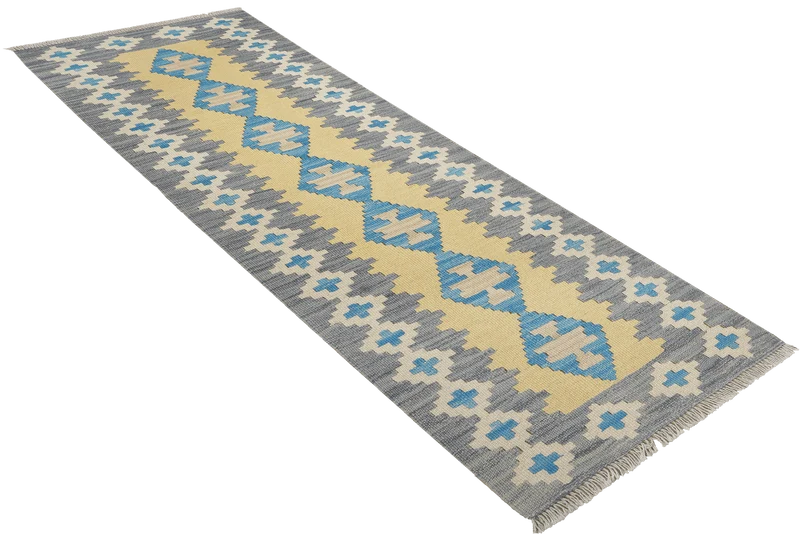Kelim Gashgai · Handgewebt – Gelb, 191x60 cm