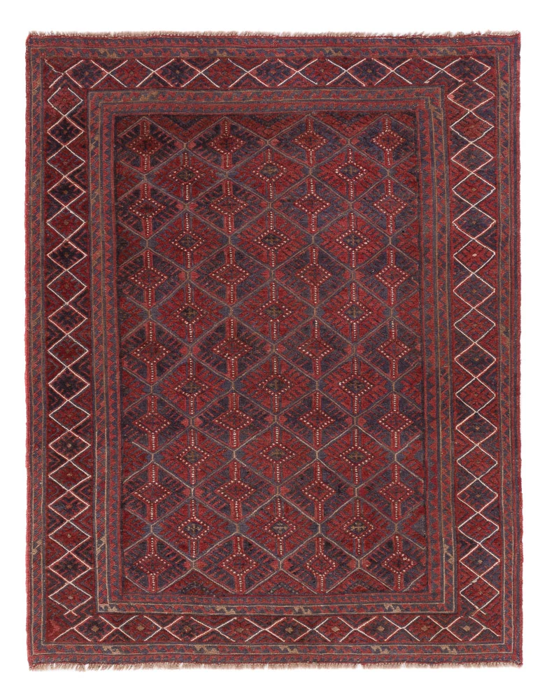 Kelim Afghan Teppich 141x175cm - dunkelrot