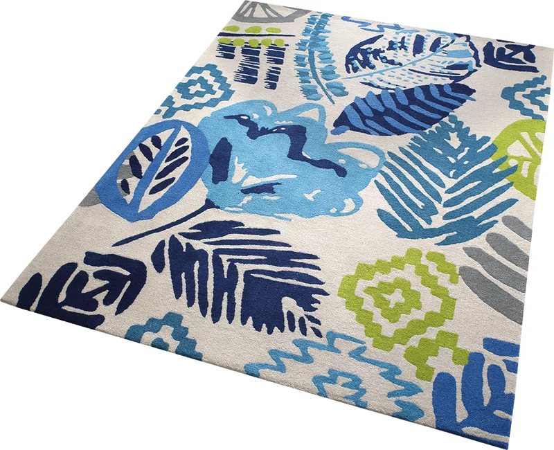 Esprit Teppich 170x240 Weiß Blau Blumenmuster