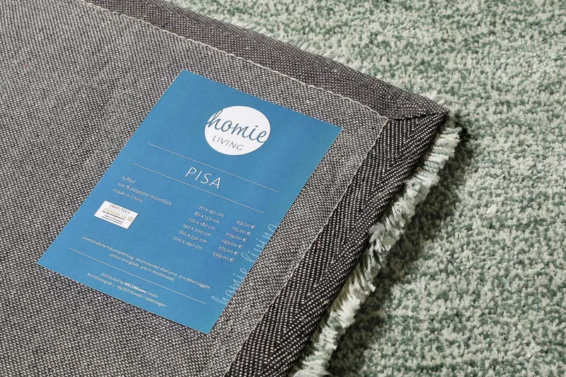 Teppich Mintgrün meliert Hochflor "Pisa" Homie Living