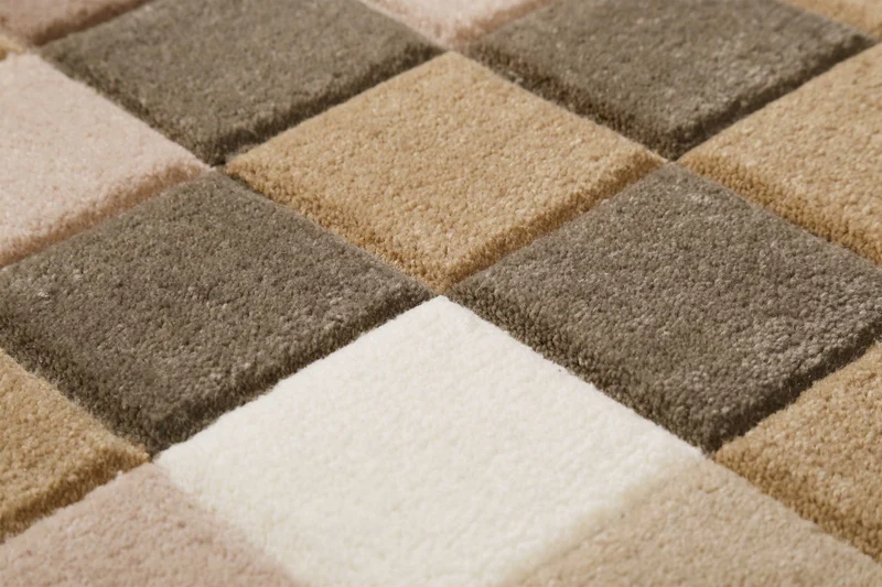 Esprit Wollteppich kariert Beige Braun "Pixel"