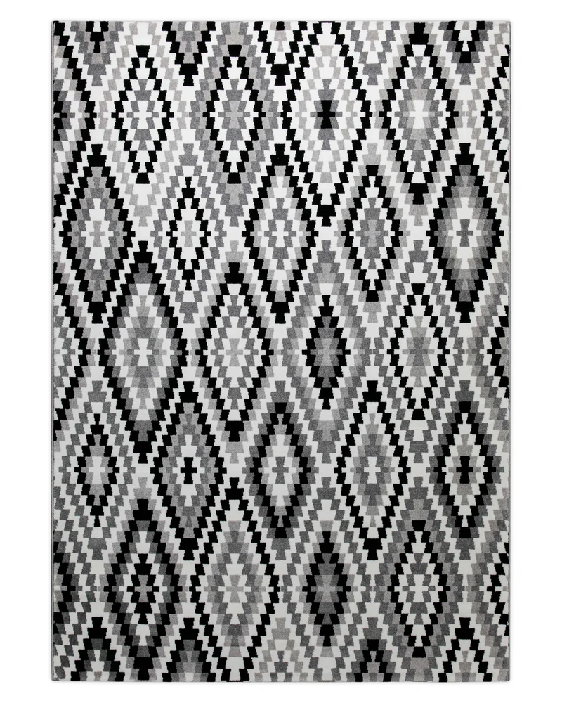 Weconhome Teppich 160x225 Schwarz Weiß Muster